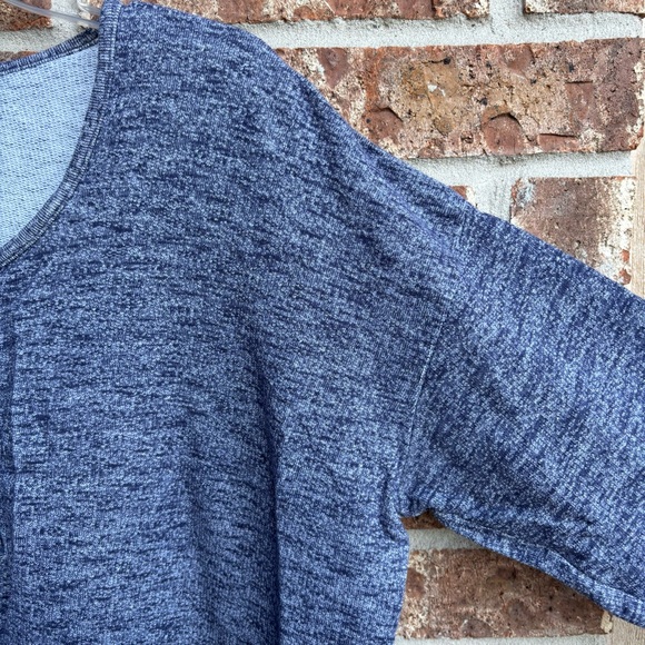 Soft Surroundings Blue Heather Marled French Terry Tunic Top Oversized pockets - Picture 4 of 5